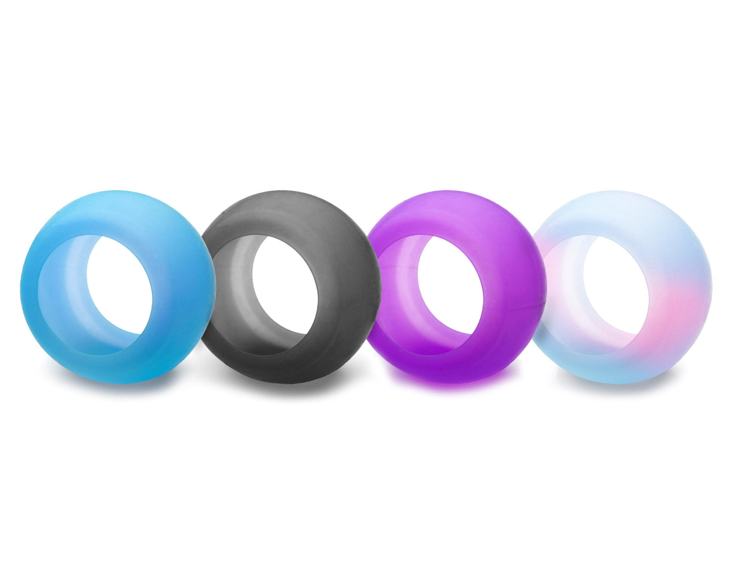 four ringguard silicone ring protectors in multiple colours